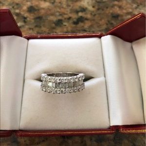 White gold diamond baguette band ring.